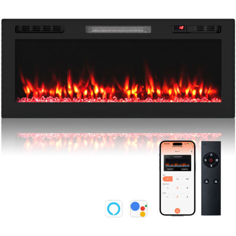 COSTWAY 40”750W/1500W Recessed/Wall-Mounted Fireplace Heater