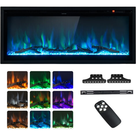 COSTWAY 42 Inch Electric Fireplace Linear Fireplace Insert w/ Remote Control
