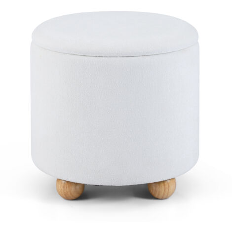 COSTWAY 45CM Upholstered Storage Ottoman with Lid 35L Capacity Beige