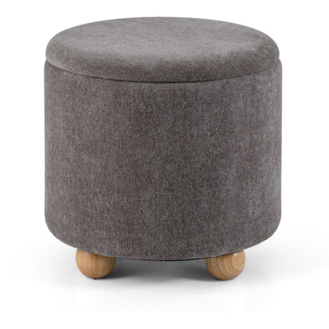 COSTWAY 45CM Upholstered Storage Ottoman with Lid 35L Capacity Grey