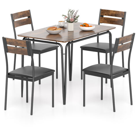 COSTWAY 5-Piece Dining Table Set Rectangular Kitchen Table & 4 Armless Chairs
