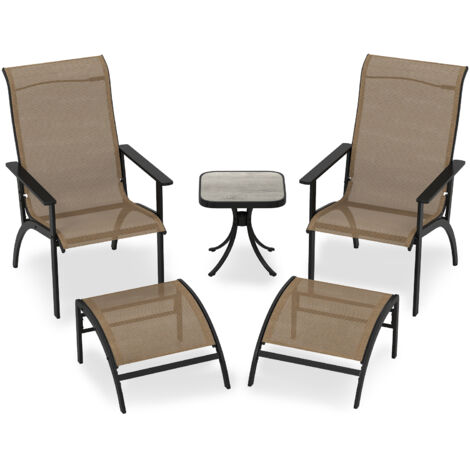 COSTWAY 5 Pieces Adirondack Chair Set with Ottomans and Side Table-Coffee
