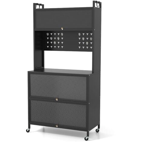 COSTWAY 5 Tier Kitchen Bakers Rack Multifunctional Microwave Stand-Black
