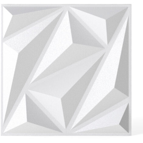 COSTWAY 50-Pack 3D Wall Panel 30 x 30cm PVC Diamond Textured Interior Decoration