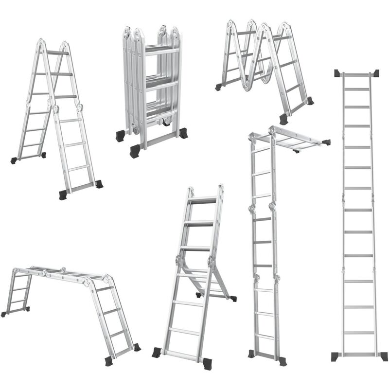 Cikonielf /Échelle pliable multifonction /à 12 marches en alliage daluminium pour entrep/ôt domestique Charge maximale 131 kg