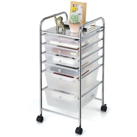 COSTWAY 6-Drawer Organizer Cart Multipurpose Mobile Rolling Utility Storage