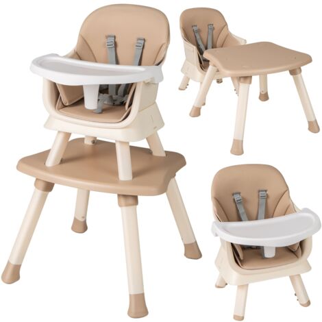 COSTWAY 6-in-1 Baby High Chair Convertible Infant Feeding Chair-khaki