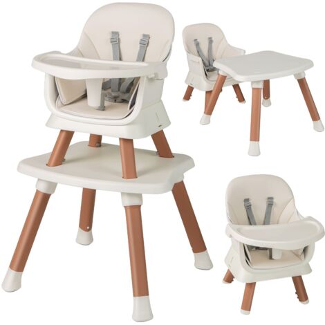 COSTWAY 6-in-1 Baby High Chair Convertible Infant Feeding Chair-White