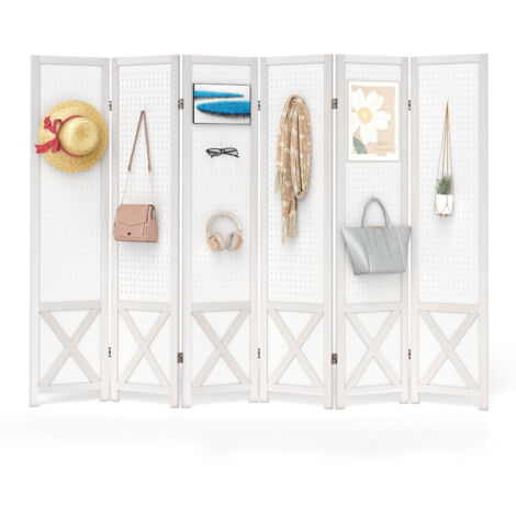 COSTWAY 6 Panel 246 x 170 cm Folding Room Divider with Pegboard Display