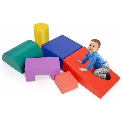 COSTWAY 6 Pieces Kids Climb and Crawl Foam Play Set, Baby's Soft Climbing Blocks for Toddlers, Preschoolers (primary)