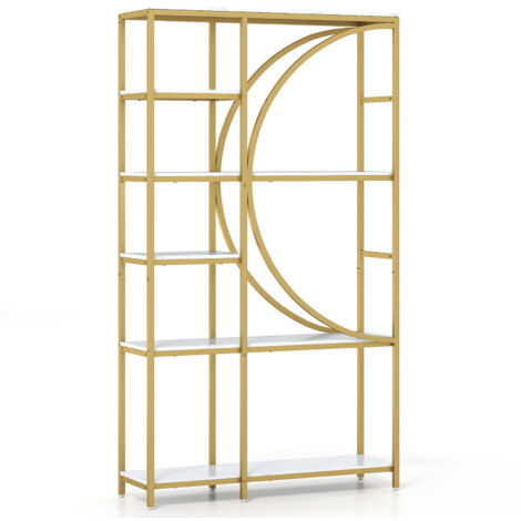 COSTWAY 6-Tier Bookshelf Industrial Etagere Bookcase w/Storage Shelves-White