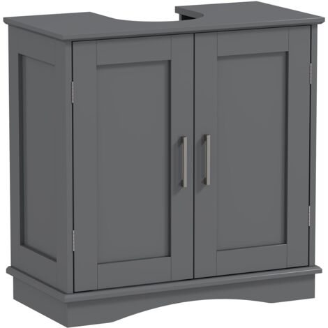 COSTWAY 60 cm Pedestal Sink Bathroom Vanity Cabinet Under Sink Cabinet-Grey