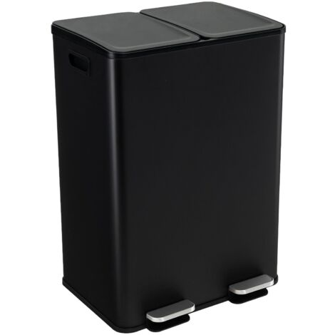 COSTWAY 60L Dual Compartment Trash Can 2 x 30L Trash Bin with 2 Deodorizer Compartments