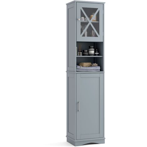 COSTWAY 67” Tall Bathroom Cabinet Freestanding Storage Cabinet-Grey