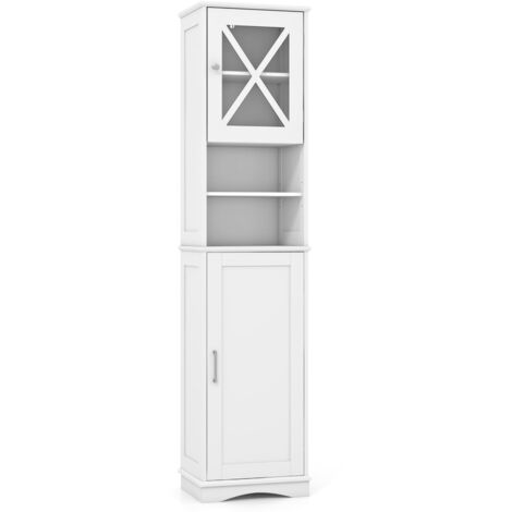 COSTWAY 67” Tall Bathroom Cabinet Freestanding Storage Cabinet w/ Shelves-White