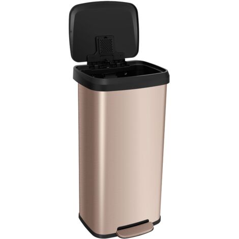 COSTWAY 68L Recycling Pedal Bin Stainless Steel Kitchen Bin w/Lid Handle-Gold