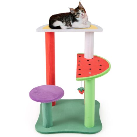 COSTWAY 69CM Cute Cat Tree Multi-Level Aesthetic Fruit Cat Tower-Colorful