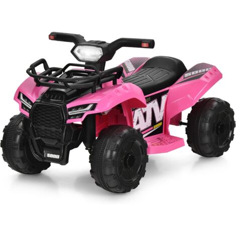 COSTWAY 6V Elektro Kinderquad mit Stauraum, mit Musik, Hupe und LED Scheinwerfer, 2 km/h, Mini Elektroquad, Kinder Quad, für Kleinkinder ab 18 Monaten Rosa