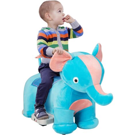 COSTWAY 6V Kinder Elektroauto in Tierform, Kinderfahrzeug Plüsch, Aufsitzspielzeug mit Fußpedal, 2-5 km/h, ab 3 Jahre (Elefant)