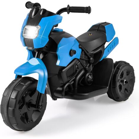 COSTWAY 6V Moto Elettrica per Bambini, Moto a 3 Ruote con Fari LED, Pedale a Piedi, Veicolo Elettrico a Batteria per Bambini 37-72 Mesi (Blu)