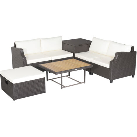 COSTWAY 7 Pieces Patio Outdoor Hand-Woven PE Wicker Furniture Set White