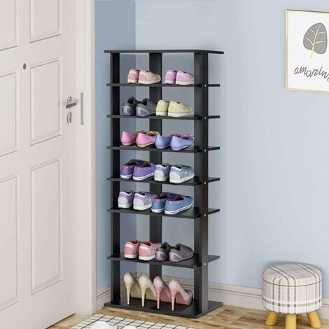 Costway Shoe Rack 7-Tier Free Standing Shelf Storage Tower Rustic