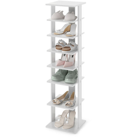 COSTWAY 7-Tier Vertical Shoe Rack Shoe Storage Organizer Shoe Tower-Grey