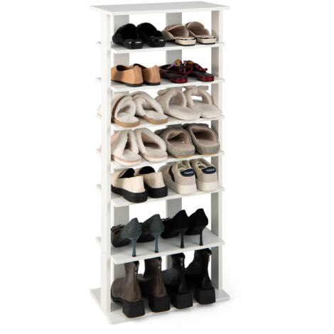COSTWAY 7 Tiers Tall Shoe Rack Patented Space Saving Organizer Storage Shelf 14 pairs