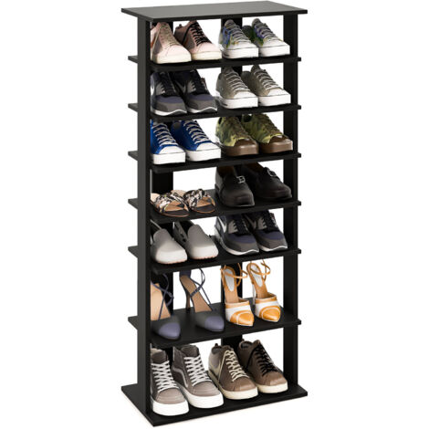 COSTWAY 7 Tiers Tall Shoe Rack Patented Space Saving Organizer Storage Shelf 14 pairs