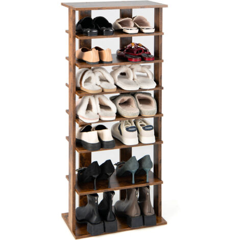 COSTWAY 7 Tiers Tall Shoe Rack Patented Space Saving Organizer Storage Shelf 14 pairs
