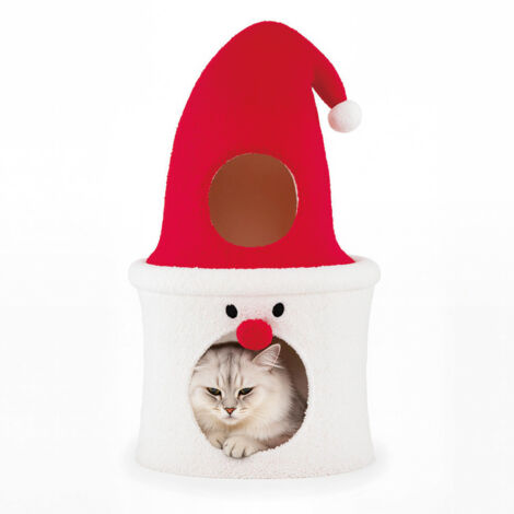 COSTWAY 75 CM Modern Cute Cat Tower Christmas Cat Tree with Bed-Red