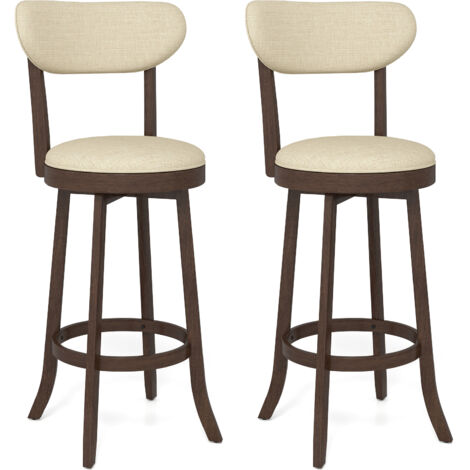 COSTWAY 77CM Counter Height Chairs Set of 2 Swivel High Stool-Brown