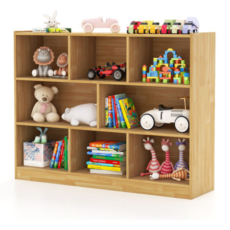 COSTWAY 8 Cube Bookcase 3-Tier Bookshelf Display Shelf Storage Organizer-Yellow