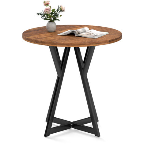 COSTWAY 80cm Round Dining Table Wooden Kitchen Table-Coffee