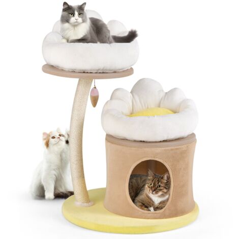 COSTWAY 83cm Cat Tree Indoor Cat Tower Sisal Scratching Post Pet House w/Condo