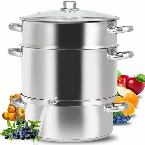 COSTWAY 9L Dampfentsafter aus Edelstahl, Fruchtentsafter mit Glasdeckel, Kochgeschirr induktionsgeeignet, zur Saftherstellung, Gelee, Kochtopf, Silberfarben