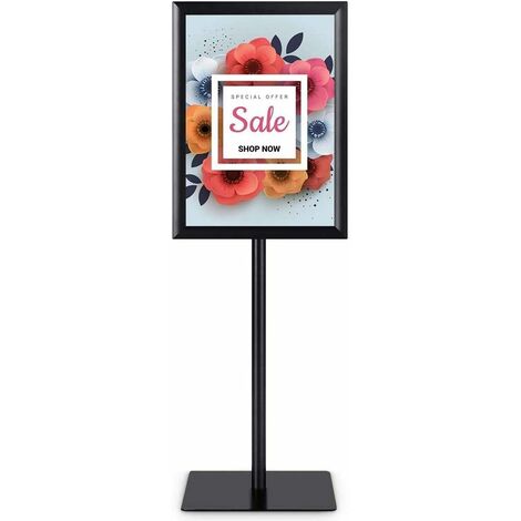 COSTWAY A3 Soporte para Carteles de Metal Póster de Menú Publicidad de Pie Altura Ajustable Giratorio (Negro)