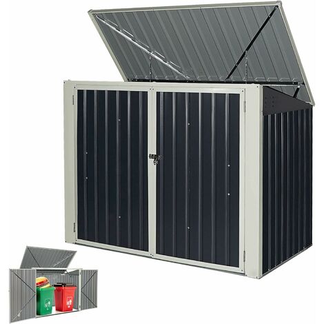 COSTWAY Abri de Jardin 1,68 ㎡/Cabane de Jardin Métal pour Poubelle,Outils-173 x 97 x 134CM Gris Foncé