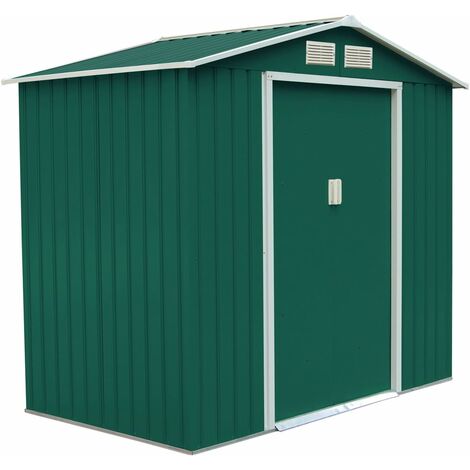 COSTWAY Abri de Jardin en Métal Cabane/Remise de Jardin Stockage Rangement de Vélo Outils 213 x 130 x 173 cm vert