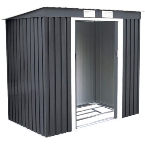 Costway – Abri de jardin métal 2,7㎡ – Dimensions 213 x 130 x 173 cm – Acier gris étanche – Rangement outils et vélos extérieur