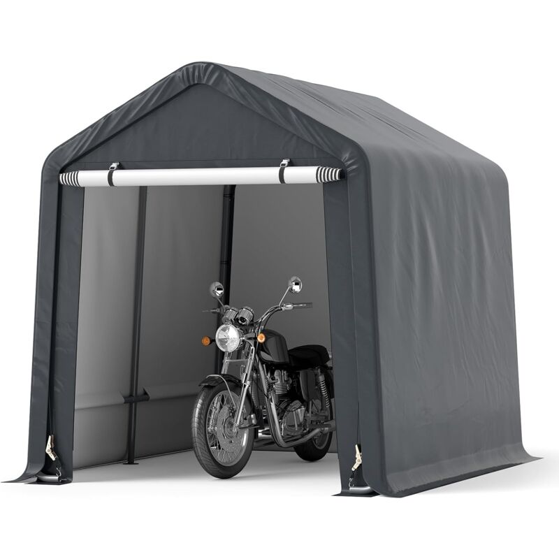 Costway – Abri à vélos extérieur 240 x 195 x 214 cm – Housse imperméable en tissu PE – Cadre en métal galvanisé antirouille – Porte enroulable