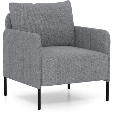 COSTWAY Accent Chair Chenille Single Seat Sofa w/Adjustable Foot Pads-Grey