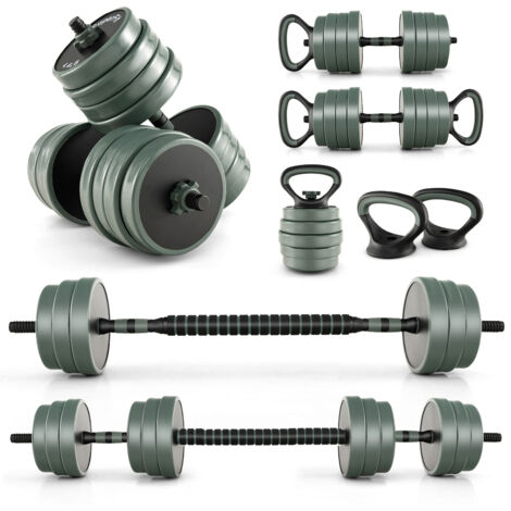 COSTWAY Adjustable Dumbbell Set 4-in-1 Weight Set w/ Dumbbells-Black