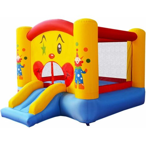 COSTWAY Aire de Jeux Gonflable de Motif de Clown avec Toboggan pour Enfant 300 x 225 x 175