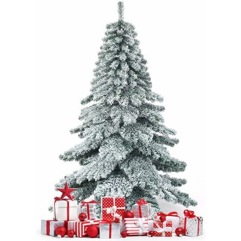 COSTWAY Albero di Natale Innevato 180/230cm, Albero di Natale con 657/1313 Rami Folti e Base di Metallo con Cuscinetti Antiscivolo, Albero di Natale Realistico per Casa, Ufficio e Negozio (180 cm)