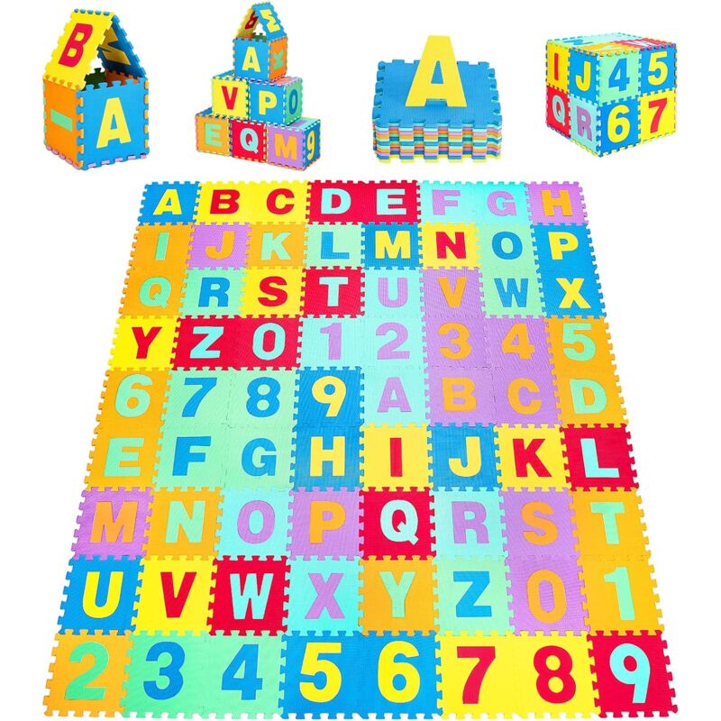 

Alfombrilla Puzzle en EVA para Niños (Set con 72 Piezas), Alfombrilla en Espuma Piezas de Encaje 31,5 x 31,5 cm - Costway