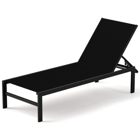 COSTWAY Aluminum Chaise Lounge Chair Heavy-Duty Patio Recliner-Black