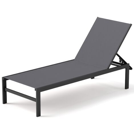 COSTWAY Aluminum Chaise Lounge Chair Heavy-Duty Patio Recliner-Gray