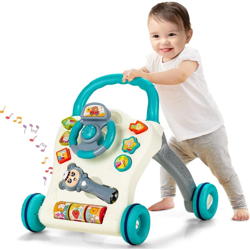 

Costway - Andador para Niños 6-36 Meses, Andador de Empuje con Proyección Varita Mágica Musical y Panel Juguete Divertido