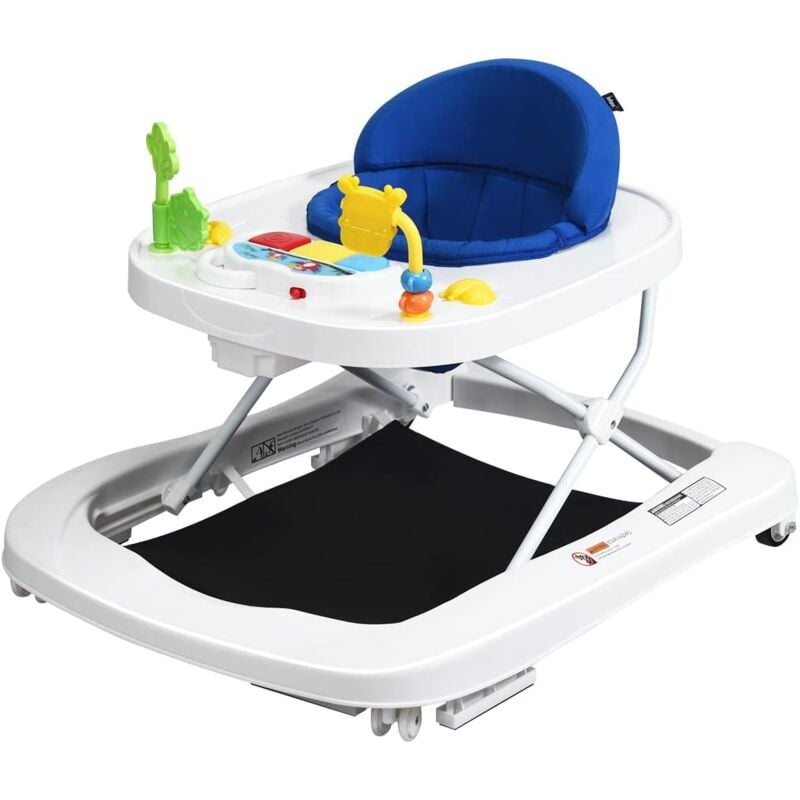 

Andador Portátil Plegable para Niños 6-18 Meses con 3 Alturas Regulables, Ruedas Giratorias a 360° (Azul) - Costway